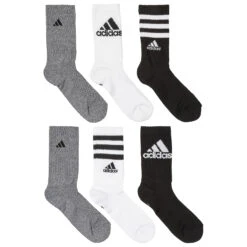 Adidas Youth Cushioned Mixed Crew Socks - 6-Pack