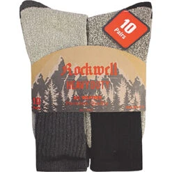 Rockwell Men's Heavy-Duty Thermal Socks - 10-Pack